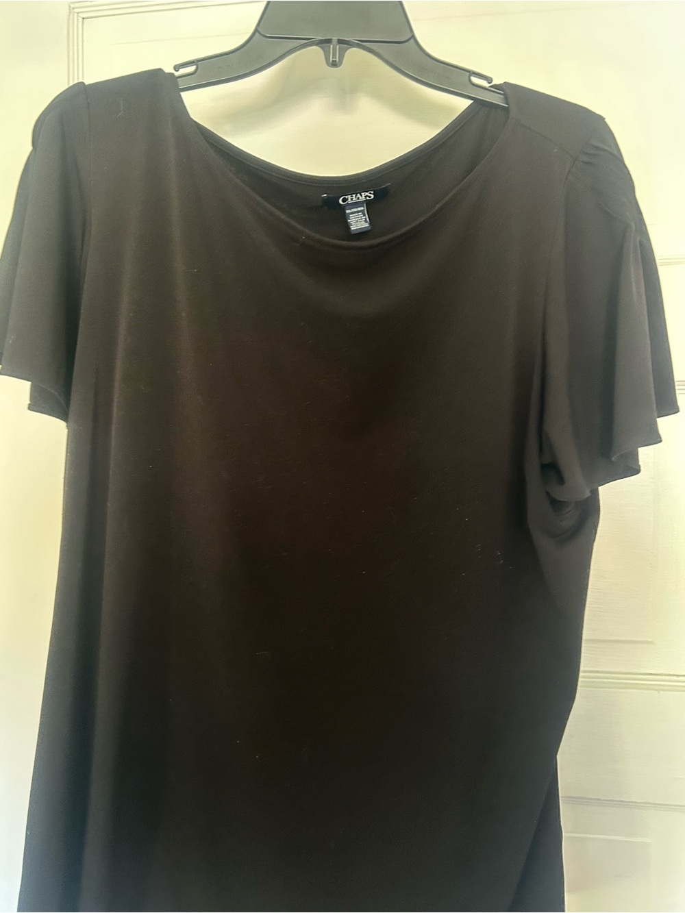 Chaps Black Short Sleeve Crewneck Women's Top